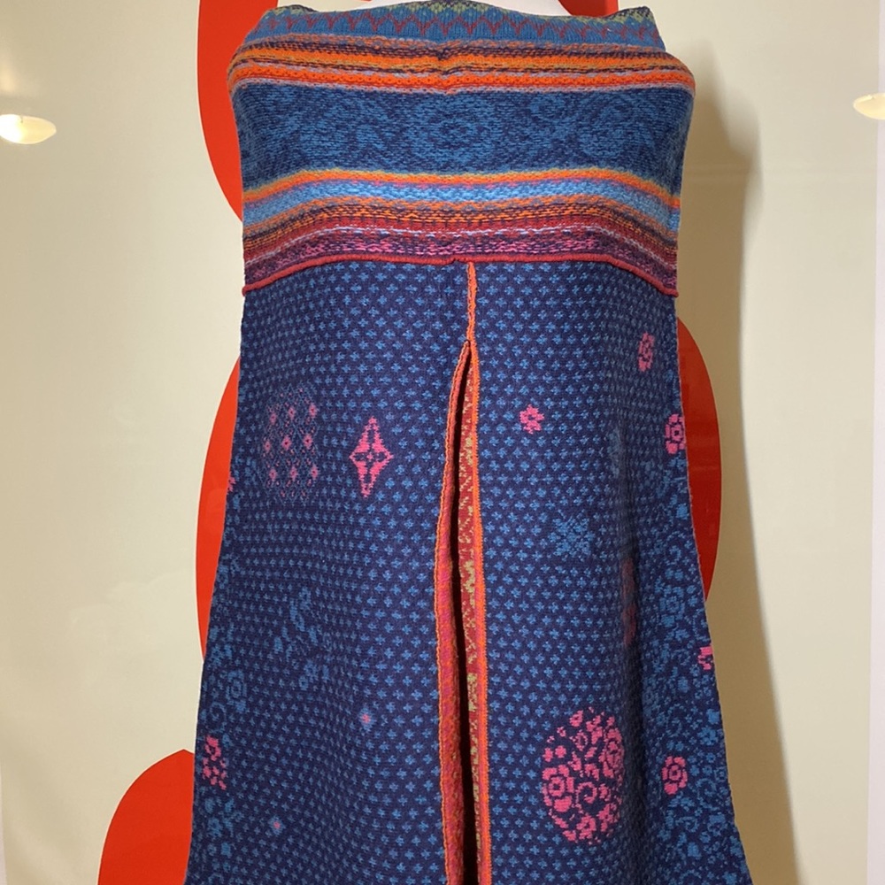 IVKO Navy Skirt with Pink and Orange Patterned Trim